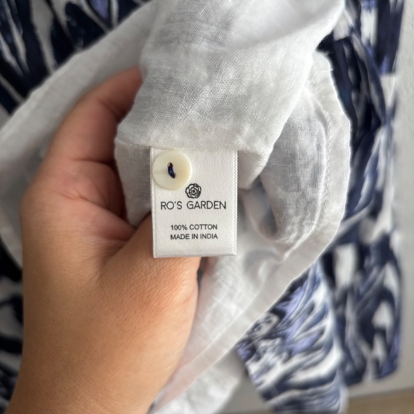 RO'S GARDEN Vibeka Short Sleeve Dress in Blue/White Pattern - Picture 5 of 8